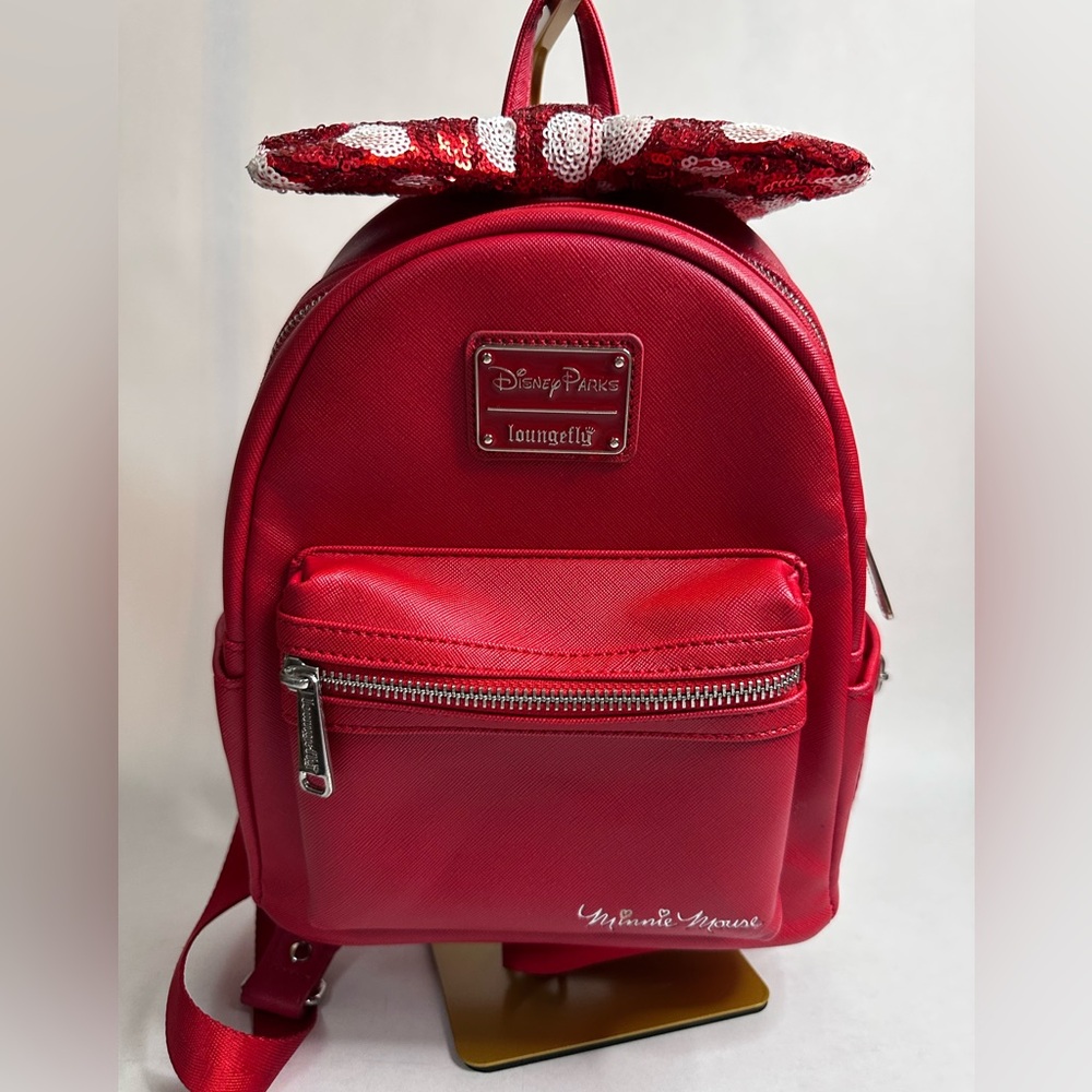 Loungefly Minnie Mouse Red Sequined Bow Backpack